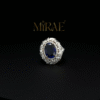 Blue Sapphire Lab Grown Diamond Halo Cocktail ring