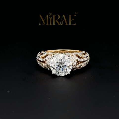 3.10 ct Round Solitaire Pavé lab grown diamond ring